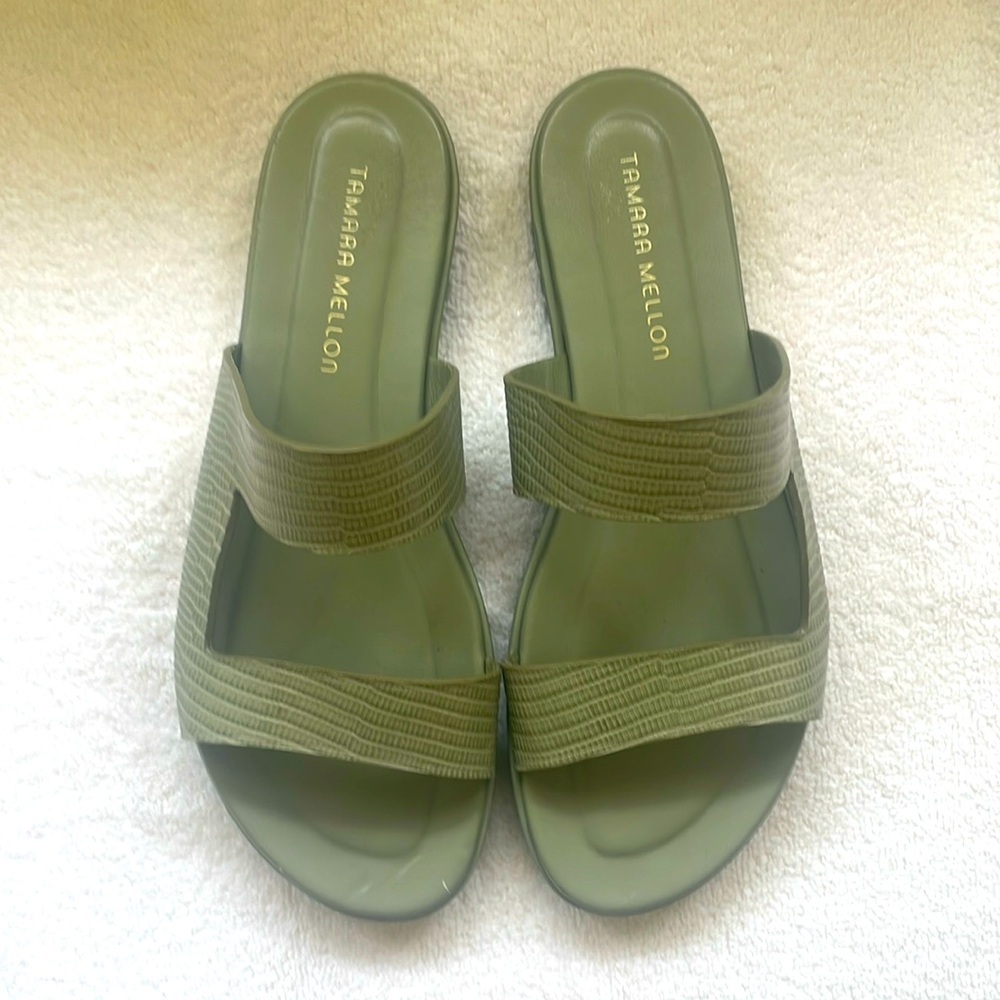 Tamara Mellon Classic Lug Soled Leather Slides